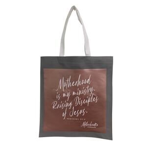 New Upcycled Hand Printed Motherhood is My Ministry Bible Shopper Tote Bag